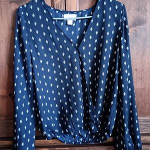 Blue patterned blouse